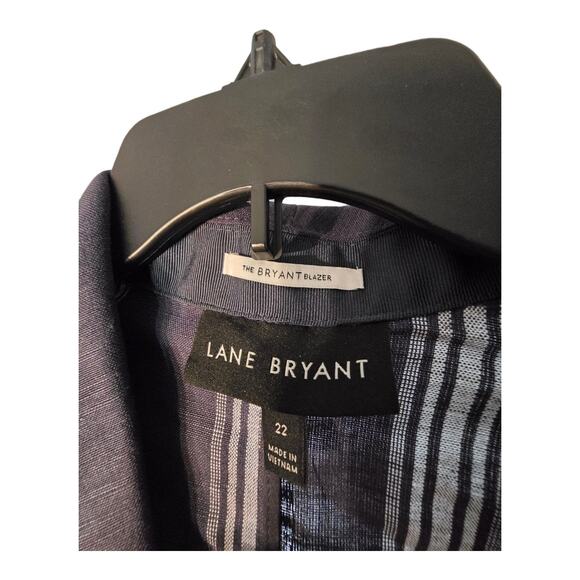 Lane Bryant Linen Blue Blazer Jacket Striped Women Size 22 New - Picture 6 of 10